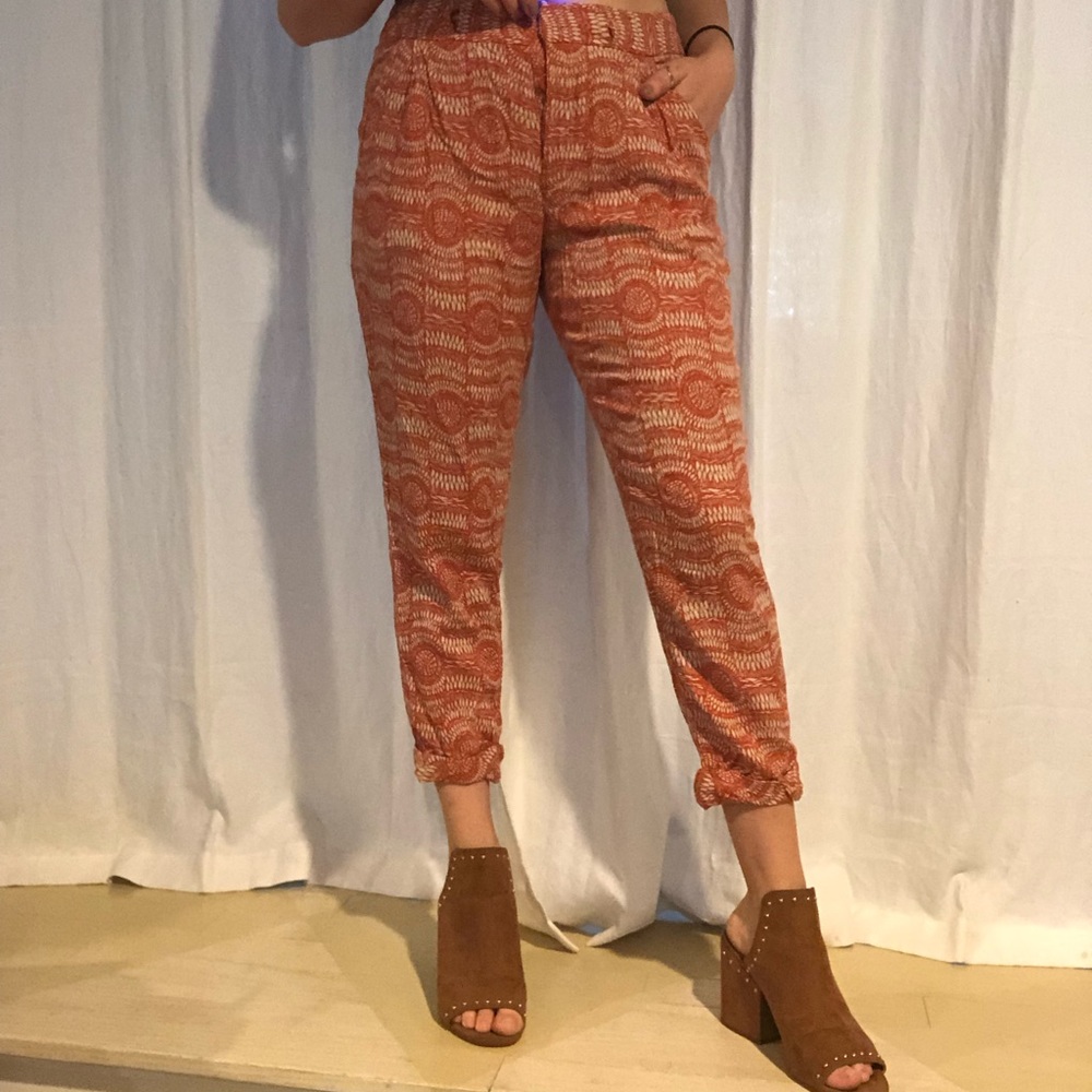 4/$20 Free People orange and white patterned pants